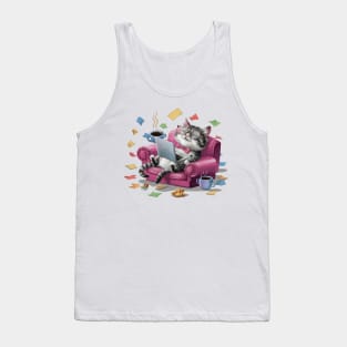 Whimsical Cat Procrastination Tank Top